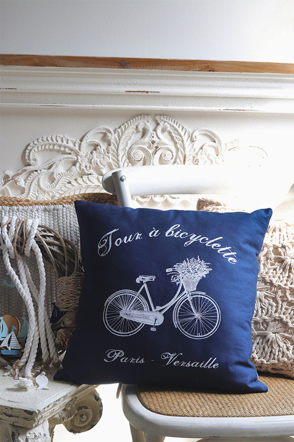 poduszka dekoracyjna granatowa Bicyclette