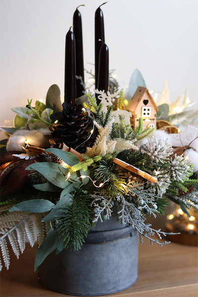 Industrial Family LED, świąteczny stroik w metalowej osłonce