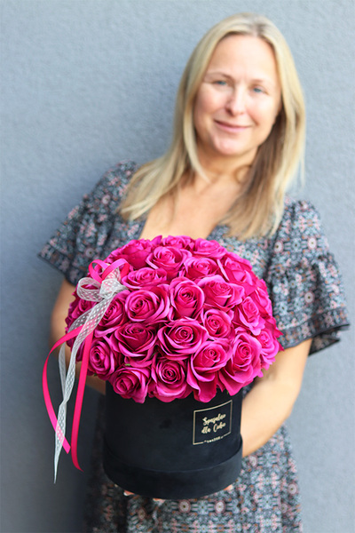 flowerbox na prezent Przeprosiny w welurowym pudełku, wys.35cm