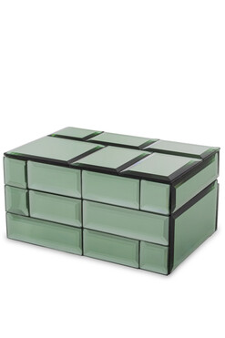 Glassico, szklane puzderko / szkatułka na biżuterię, miętowa, wym.8x15.5x10.5cm