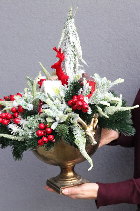  Christmas Dekory, świąteczny stroik w pucharze