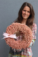 Ludowy Len, dekoracyjny wianek z suszu, różowy