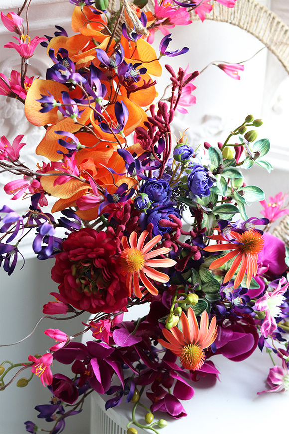 Dominikana, asymetryczny wianek z egzotyczną dekoracją