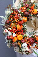 Dynie w Domu, jesienny wianek z dyniami, śr.45cm