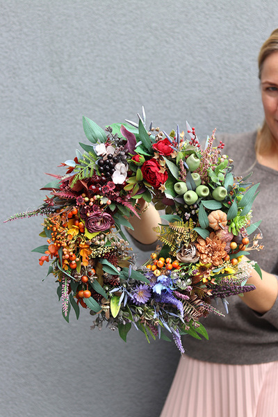 Jesienne Zachwyty, tęczowy wianek jesienny, śr.33cm