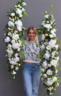 Malediwy White 2, stylowa girlanda ze sztucznych kwiatów, dł.150cm 