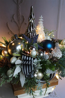 Blue Xmas, granatowy zimowy stroik LED