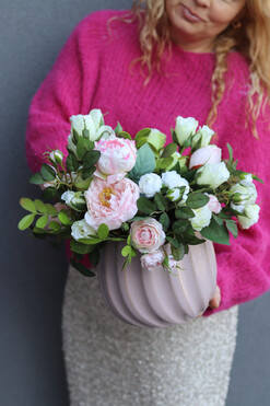 Spring Pink, kompozycja kwiatowa, wys.34cm 