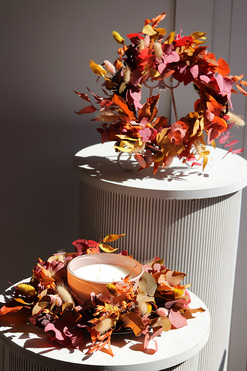 OD RĘKI Boho Eucalipto Candle, dekoracyjny wianek ze stabilizowanych roślin, śr.30cm 