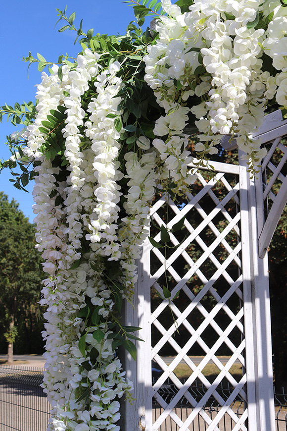 elegancka girlanda z białymi kwiatami, Wisterianna, dł.350cm