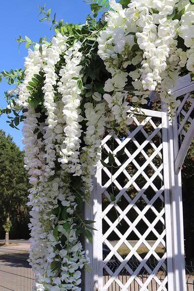 elegancka girlanda z białymi kwiatami, Wisterianna, dł.350cm