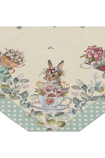 Bunny Tea Green, obrus gobelinowy serweta