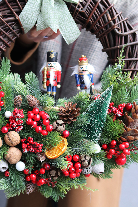 Dziadki Do Orzechów Big, świąteczny wianek dekoracyjny