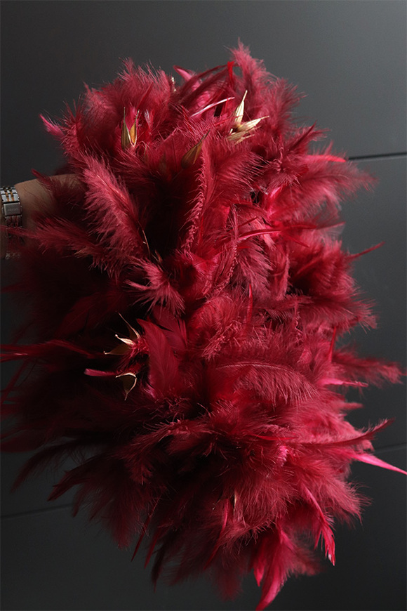 Bordowe Pióra, dwustronny wielkanocny wianek z piórami