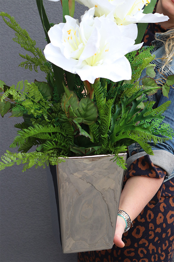 Amarylissia Silver, dekoracja kwiatowa z amarylisem, wys.60cm 