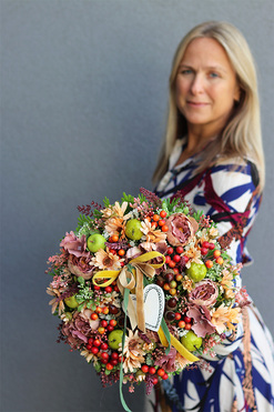 jesienny wianek z zawieszką, Jesienne Serce 2, śr.30cm 