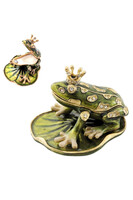 Charming, elegancka szkatułka metalowa, żaba