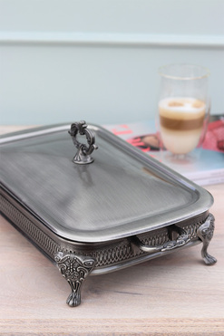 ekskluzywne naczynie żaroodporne z pokrywką, Silverisa, wym.16x41x21cm