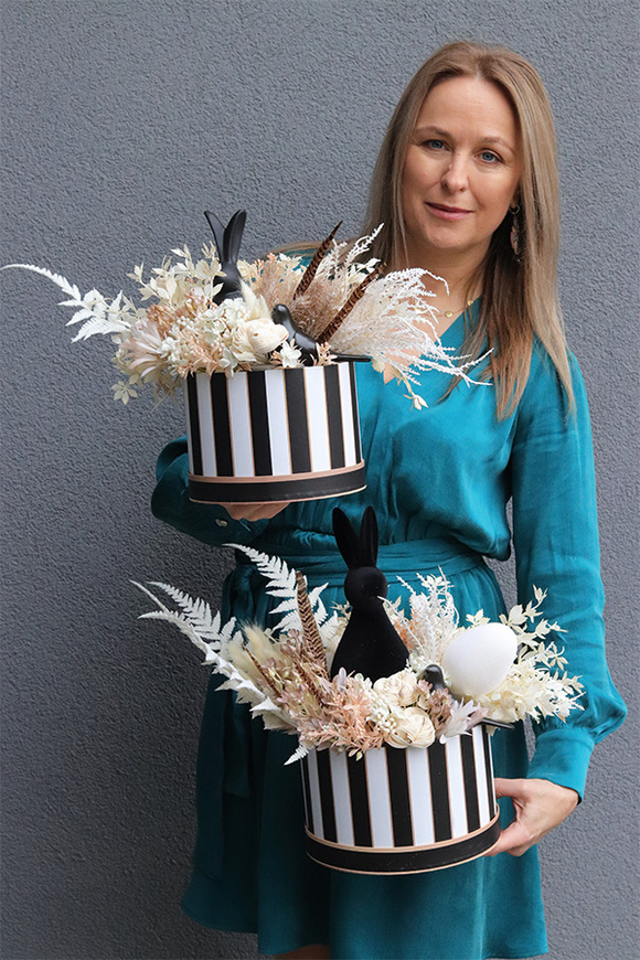 Beige Boho, wiosenny flowerbox z zajączkiem