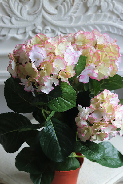 doniczkowa hortensja Kremowo-Różowa, wysokiej jakości sztuczne kwiaty