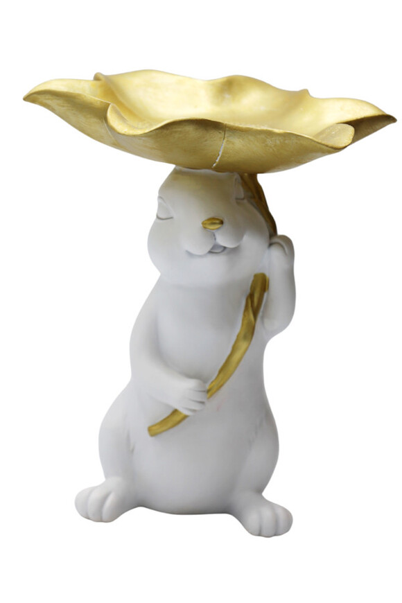 Bunny Cottage Gold, figurka wielkanocna zajączek