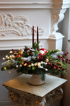 Winter Place, świąteczny stroik na paterze LED, wys.35cm 