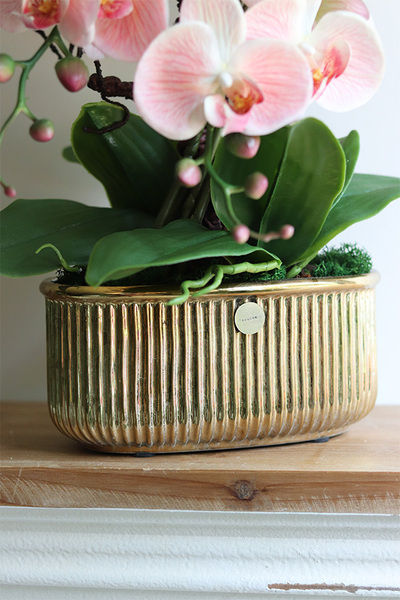 Pink Leolia, sztuczny gumowy storczyk z sukulentami