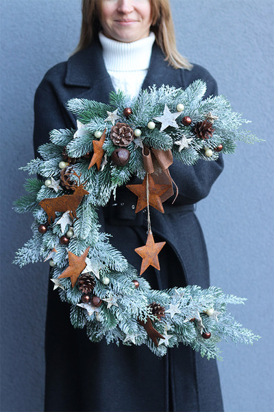 Winter Moon, wianek / dekoracja na ścianę, wym.48cm