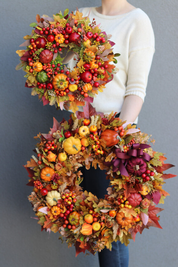 Pora na Liście 4, jesienny wianek z jabłkami