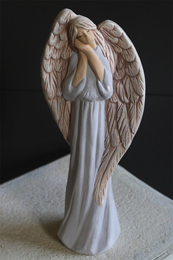 Rozanielony Anioł kolor szary, figurka dekoracyjna, wys.40cm