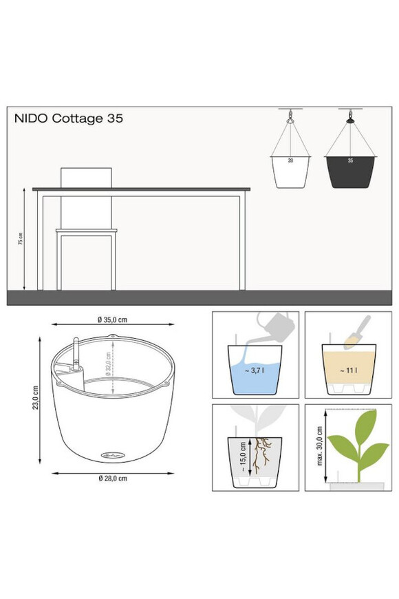 Nido Cottage, wisząca donica z nawadnianiem tendom.pl