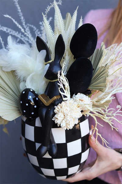 Beige Boho 2, wiosenny stroik z zajączkiem, wys.35cm