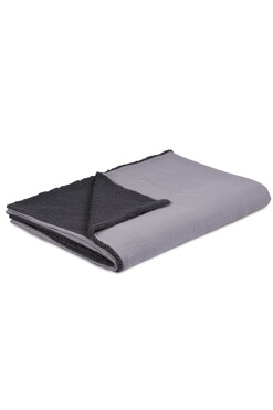 Comfy, muślinowy pled dwustronny ze sztucznym futerkiem, rekin, 140x200