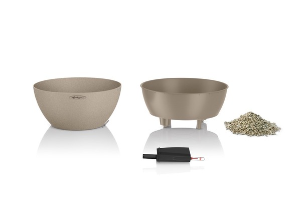 Cubeto Stone, doniczka z nawadnianiem, piaskowy