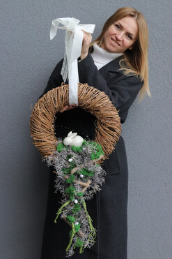 Zajęcza Łąka, wianek dekoracyjny z zajączkiem, śr.40cm 