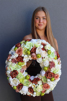 duży jesienny wianek na drzwi, Zielone Jabłuszka