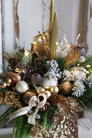 Goldirre LED, złoty świąteczny stroik