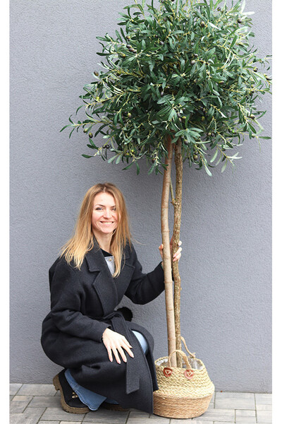 Drzewko Oliwne Basketti, sztuczna roślina w koszu