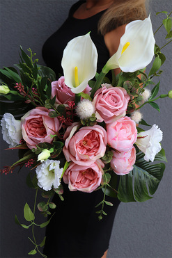 bukiet nagrobny we wkładzie, Pink Resiano, wym.70cm