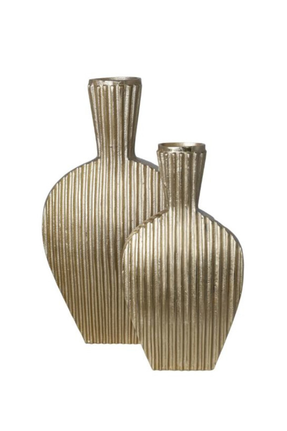 Gold Stripes, złoty metalowy wazon, większy, A wym.28x6.5x51cm 