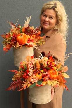 Moko Autumn M, welurowy flowerbox jesienny, wys.39cm 