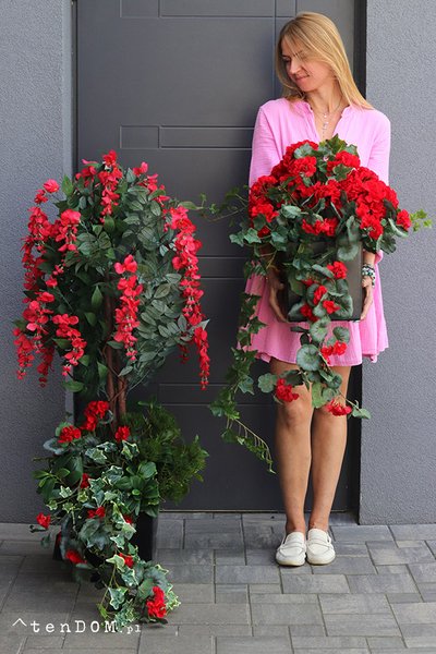 Czerwona Wisteria Saute, sztuczna roślina do Twojej donicy
