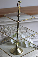 etażerka trzypiętrowa, kwadratowa, Lux Villa Gold Glamour