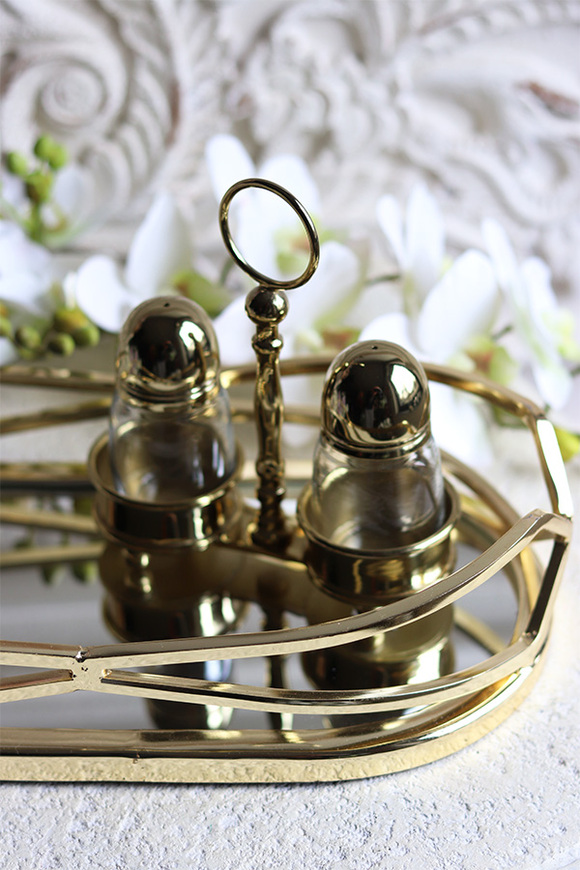 komplet przyprawników w stojaku, Lux Villa Gold Glamour