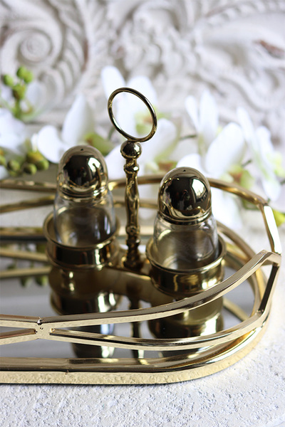 komplet przyprawników w stojaku, Lux Villa Gold Glamour