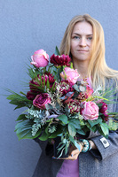 Lucilla, jesienny bukiet nagrobny we wkładzie, dł.50cm 