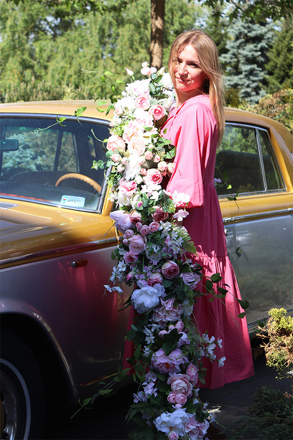 Malediwy Pink, długa girlanda ze sztucznych kwiatów