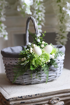 dekorowany koszyczek wielkanocny, Wiosna 2, wys.25cm  