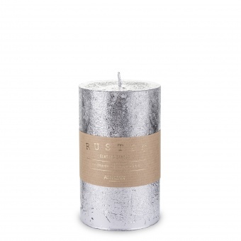 Rustic Candle, świąteczna świeca w kształcie walca, srebrna, wys.14cm