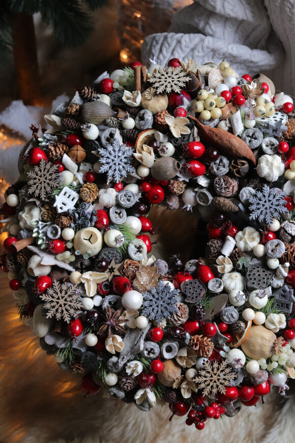 Świąteczna Pogoda, świąteczny wianek dekoracyjny